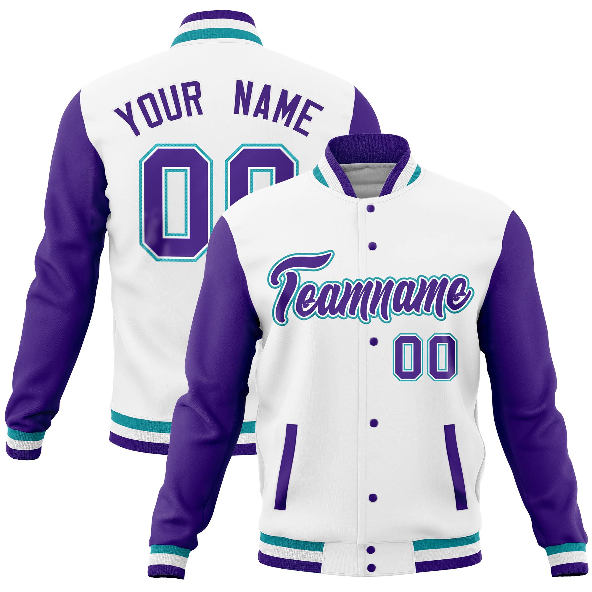 Custom Navy Olive Full-Snap Varsity Raglan Sleeves Letterman Baseball Jacket