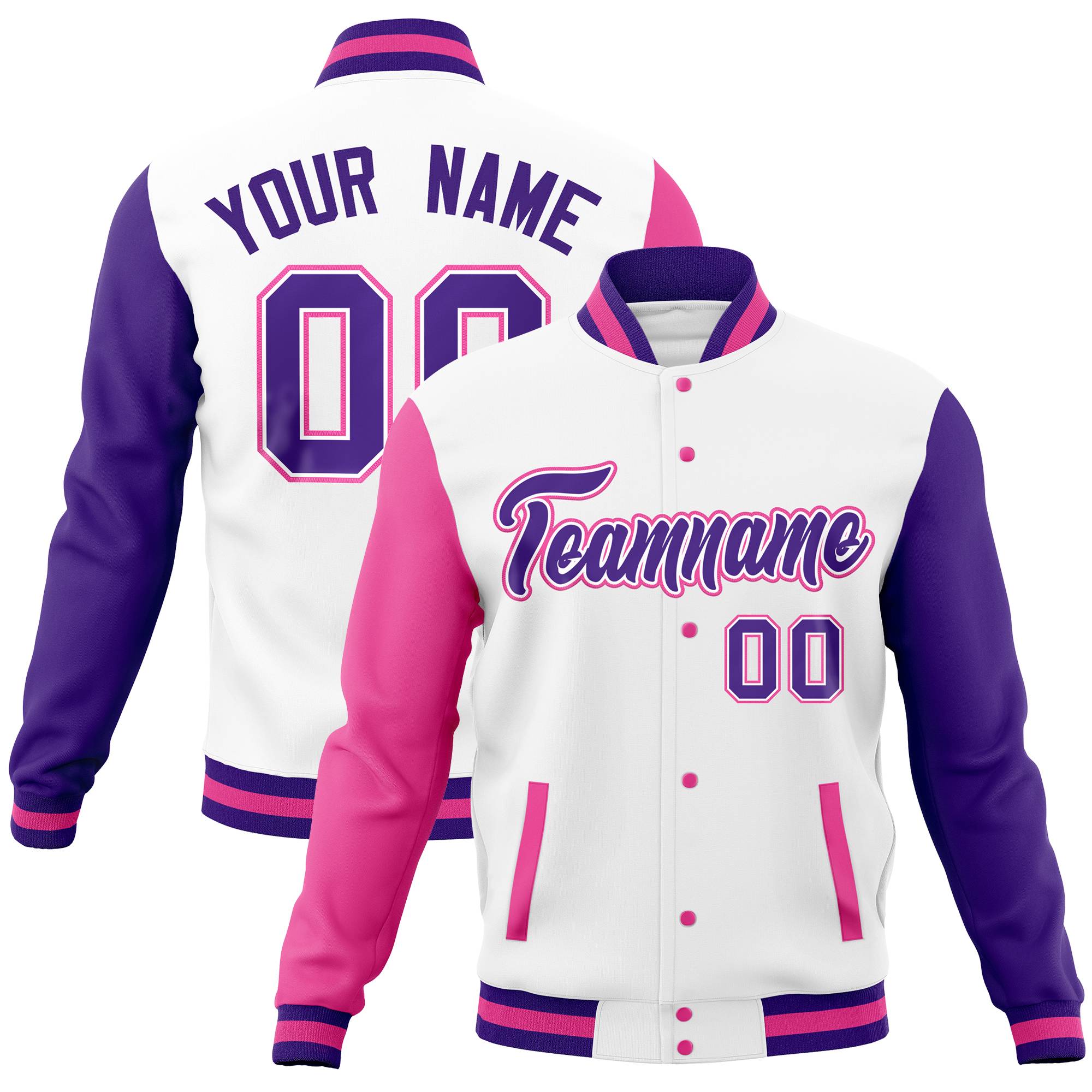 Custom White Old Gold-White Full-Snap Varsity Raglan Sleeves Letterman Baseball Jacket