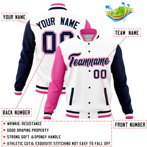 Custom Powder Blue Light Purple Full-Snap Varsity Raglan Sleeves Letterman Baseball Jacket