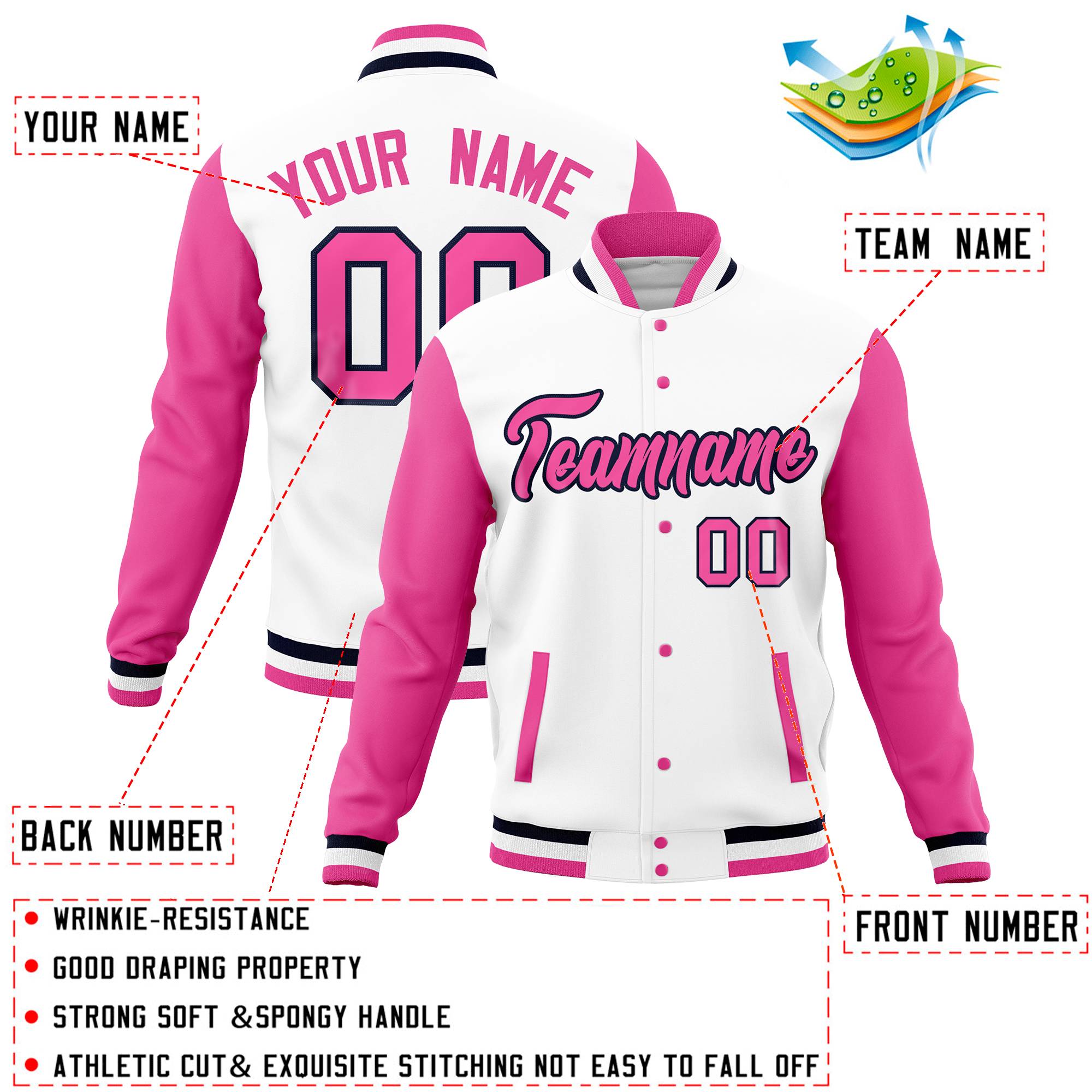 Custom Aqua Light Purple Full-Snap Varsity Raglan Sleeves Letterman Baseball Jacket