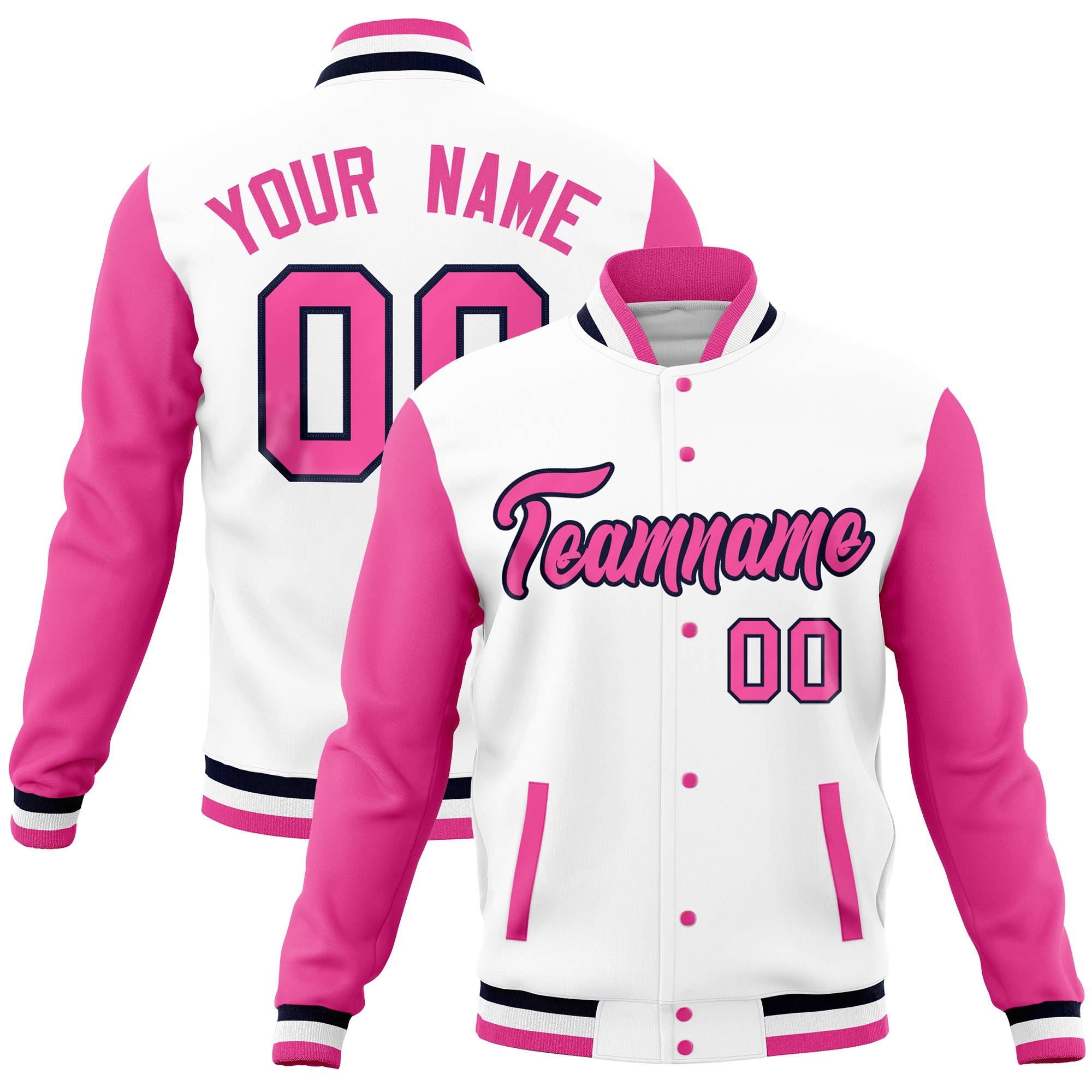 Custom Aqua Light Purple Full-Snap Varsity Raglan Sleeves Letterman Baseball Jacket