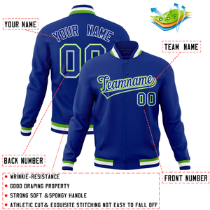 Custom Royal Classic Style Varsity Full-Snap Letterman Baseball Jersey