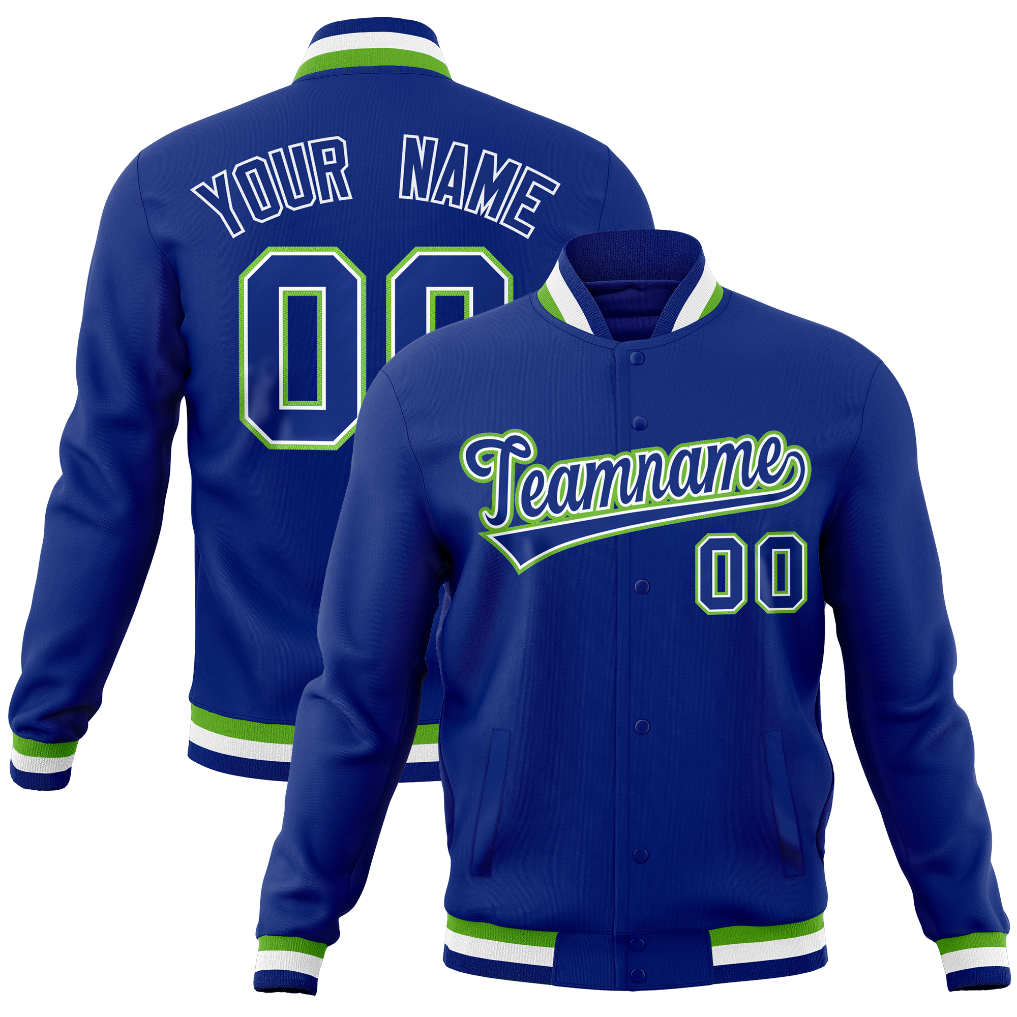 Custom Royal Classic Style Varsity Full-Snap Letterman Baseball Jersey