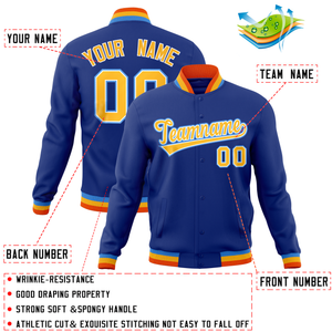 Custom Royal Classic Style Varsity Full-Snap Letterman Baseball Jersey