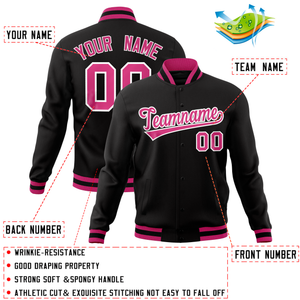 Custom Black Classic Style Varsity Full-Snap Letterman Baseball Jersey