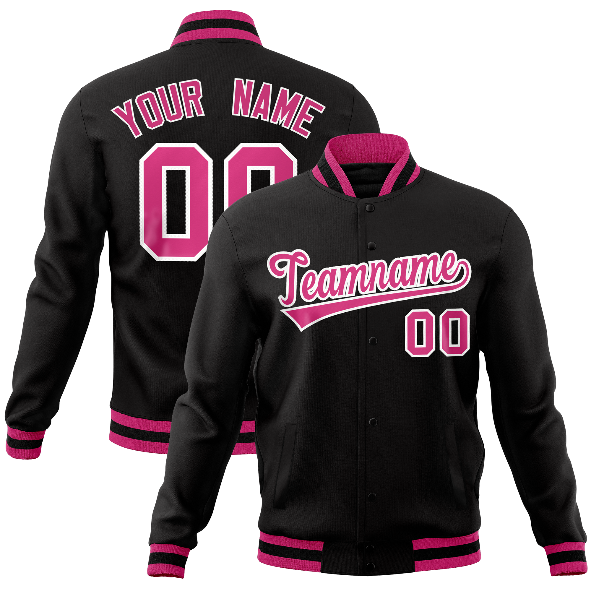 Custom Black Classic Style Varsity Full-Snap Letterman Baseball Jersey