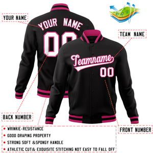 Custom Black Classic Style Varsity Full-Snap Letterman Baseball Jersey