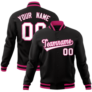 Custom Black Classic Style Varsity Full-Snap Letterman Baseball Jersey