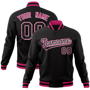 Custom Black Classic Style Varsity Full-Snap Letterman Baseball Jersey