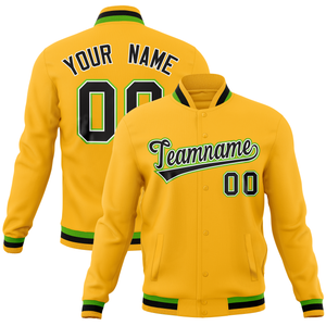 Custom Gold Classic Style Varsity Full-Snap Letterman Baseball Jersey