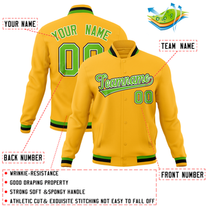 Custom Gold Classic Style Varsity Full-Snap Letterman Baseball Jersey