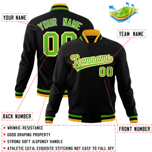 Custom Black Classic Style Varsity Full-Snap Letterman Baseball Jersey