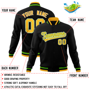 Custom Black Classic Style Varsity Full-Snap Letterman Baseball Jersey