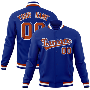 Custom Royal Classic Style Varsity Full-Snap Letterman Baseball Jersey