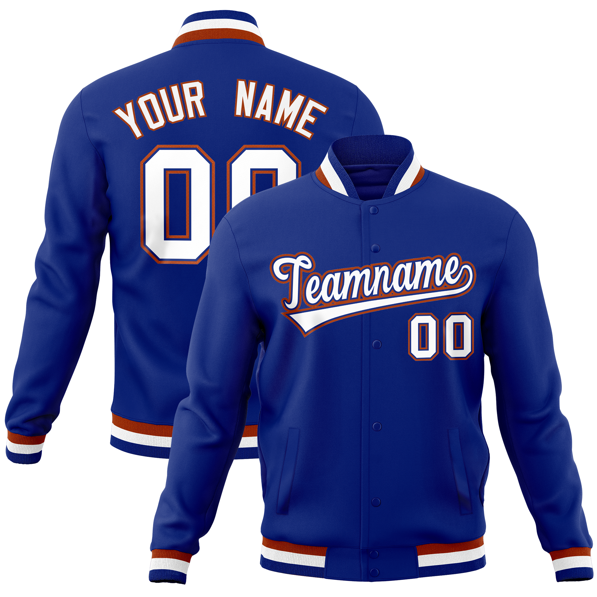 Custom Royal Classic Style Varsity Full-Snap Letterman Baseball Jersey