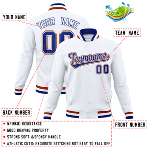 Custom White Classic Style Varsity Full-Snap Letterman Baseball Jersey