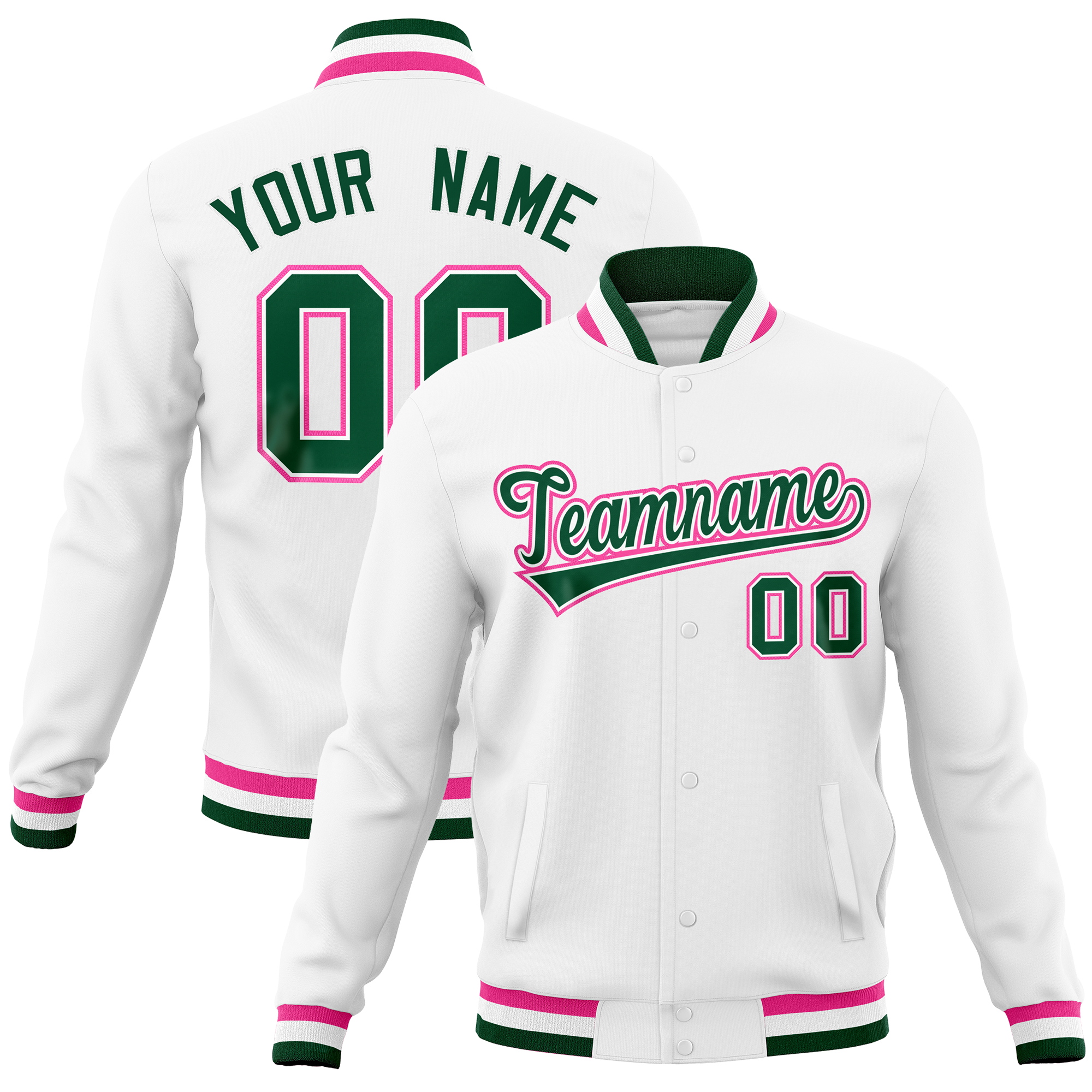 Custom White Classic Style Varsity Full-Snap Letterman Baseball Jersey