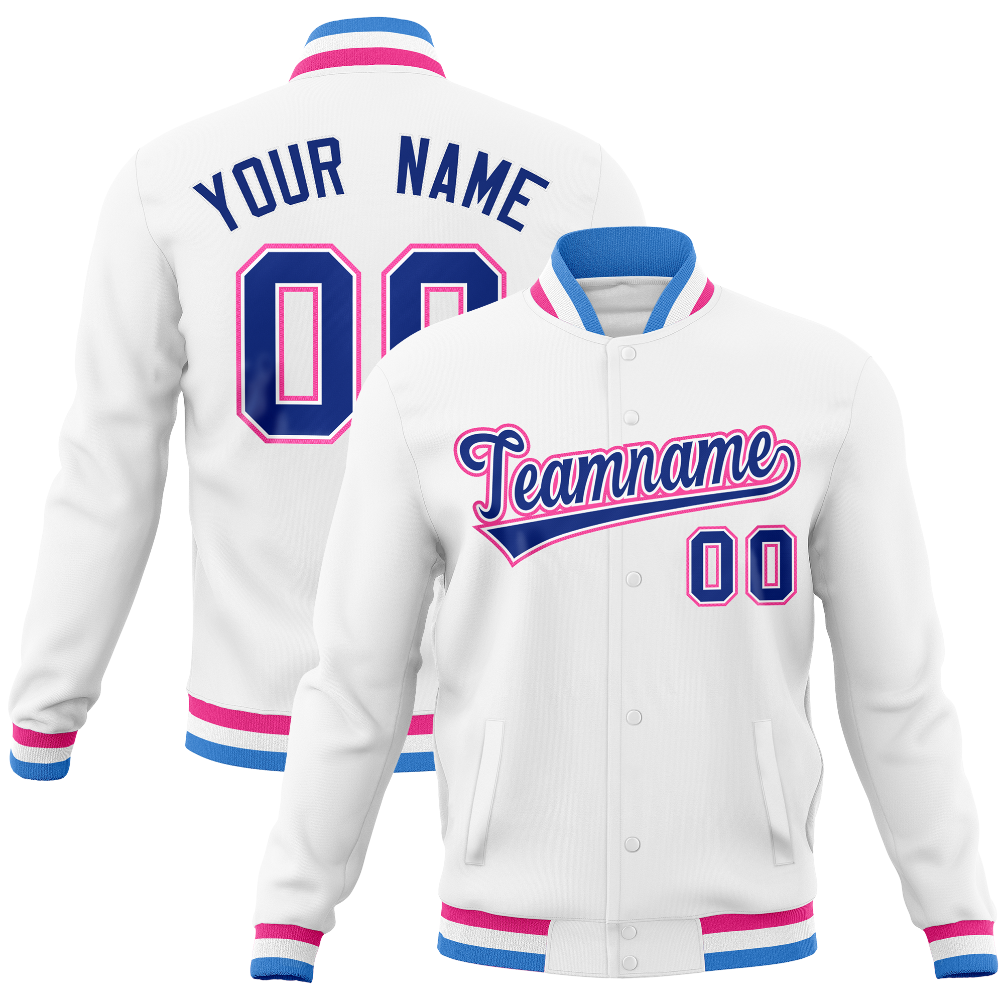 Custom White Classic Style Varsity Full-Snap Letterman Baseball Jersey