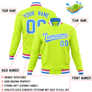 Custom Neon Green Classic Style Varsity Full-Snap Letterman Baseball Jersey