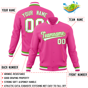 Custom Pink Classic Style Varsity Full-Snap Letterman Baseball Jersey