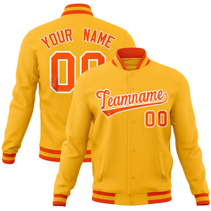 Custom Gold Classic Style Varsity Full-Snap Letterman Baseball Jersey