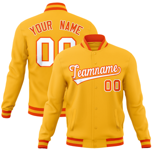 Custom Gold Classic Style Varsity Full-Snap Letterman Baseball Jersey