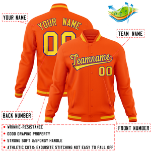 Custom Orange Classic Style Varsity Full-Snap Letterman Baseball Jersey