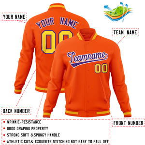 Custom Orange Classic Style Varsity Full-Snap Letterman Baseball Jersey