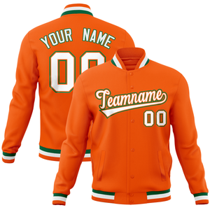 Custom Orange Classic Style Varsity Full-Snap Letterman Baseball Jersey