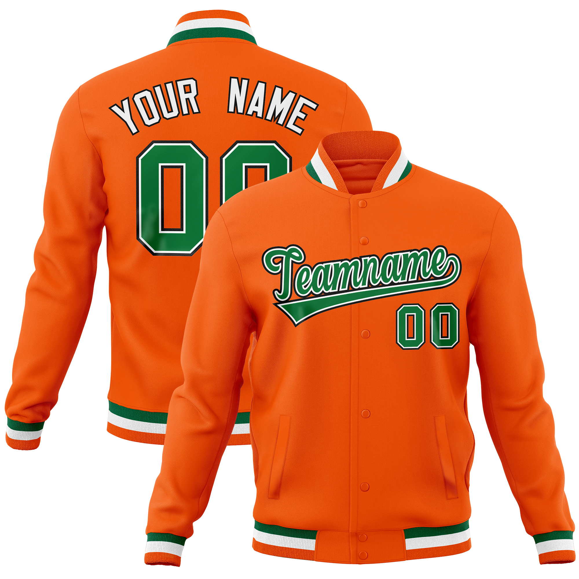 Custom Orange Classic Style Varsity Full-Snap Letterman Baseball Jersey