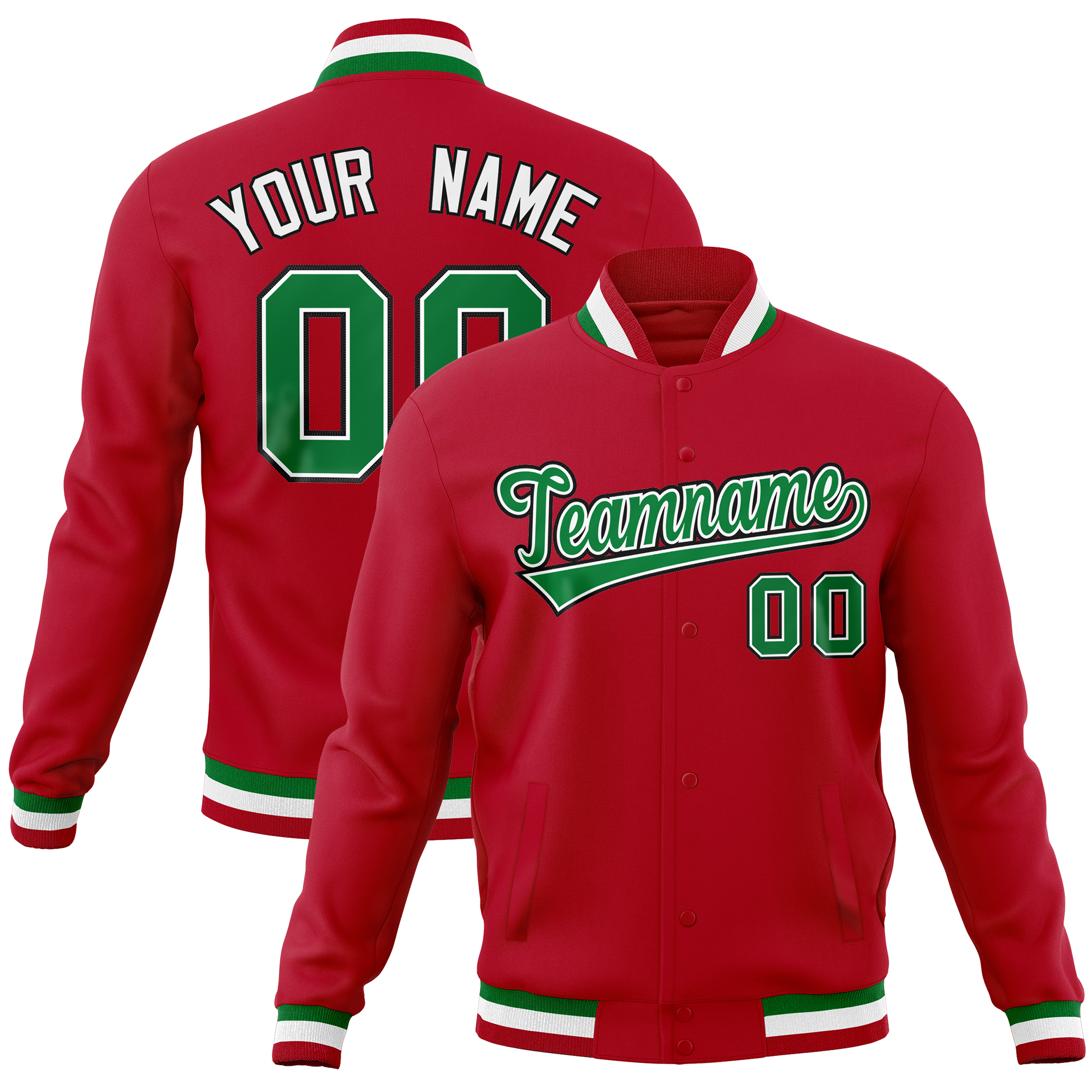 Custom Red Classic Style Varsity Full-Snap Letterman Baseball Jersey