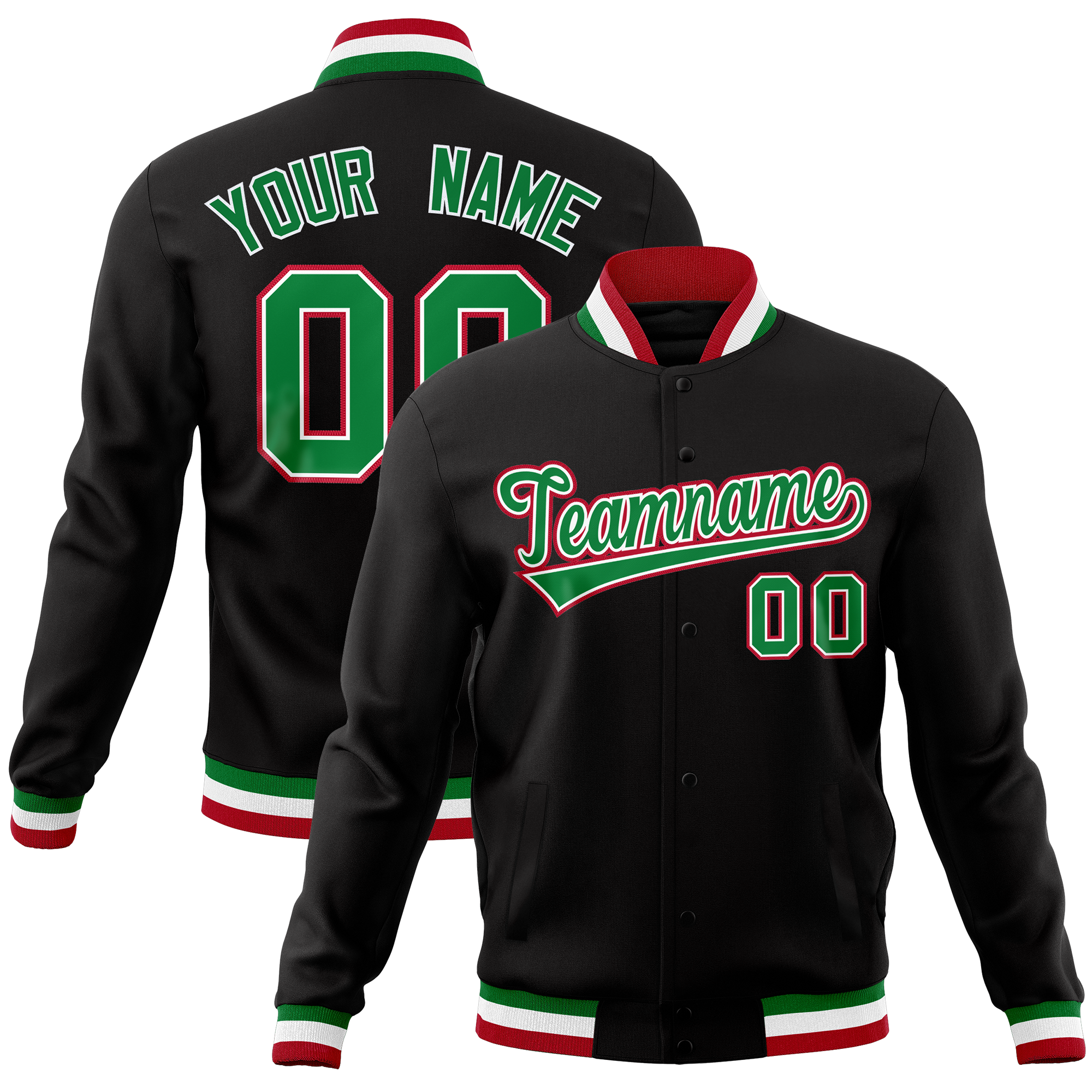 Custom Black Classic Style Varsity Full-Snap Letterman Baseball Jersey