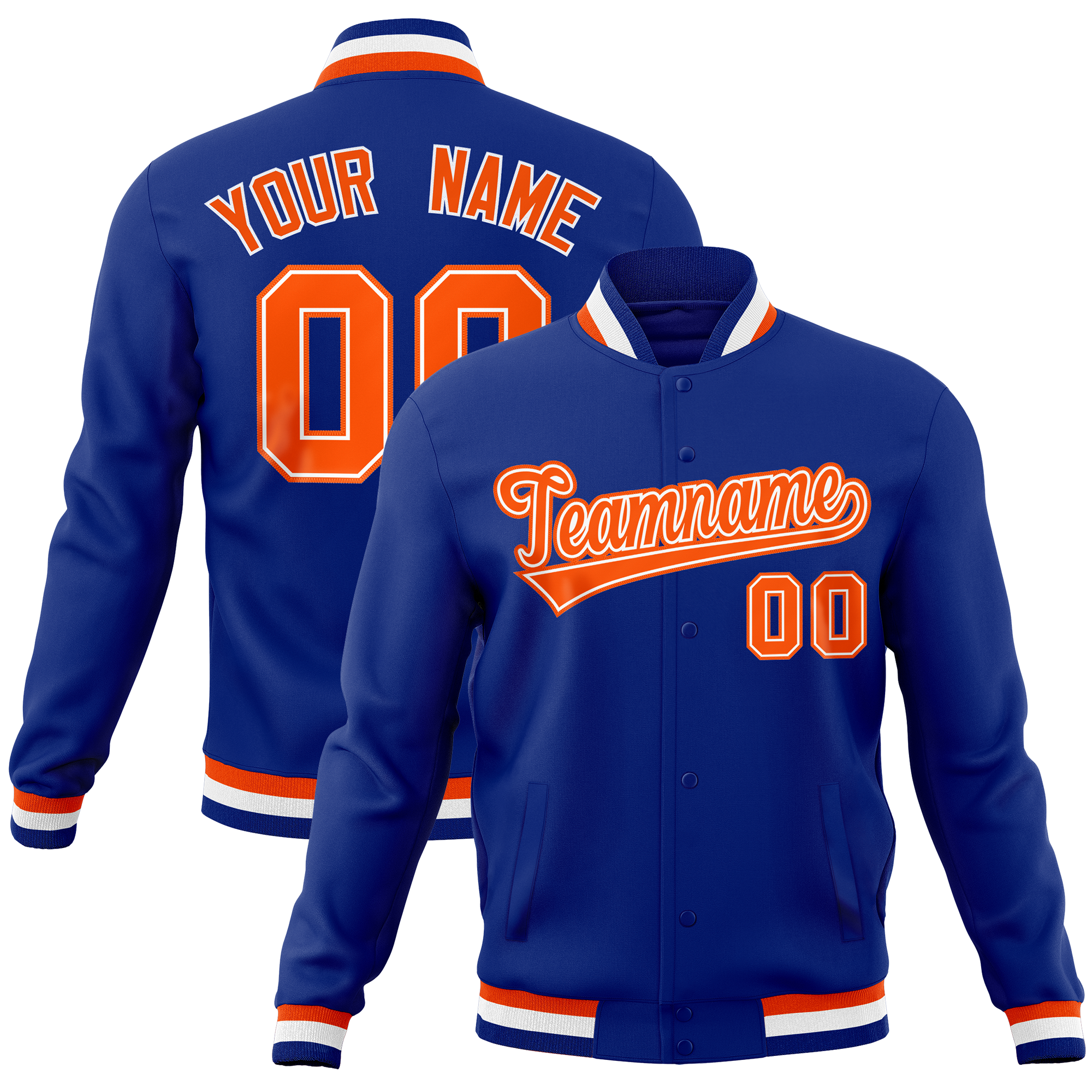 Custom Royal Classic Style Varsity Full-Snap Letterman Baseball Jersey