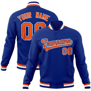 Custom Royal Classic Style Varsity Full-Snap Letterman Baseball Jersey