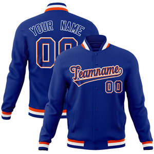 Custom Royal Classic Style Varsity Full-Snap Letterman Baseball Jersey