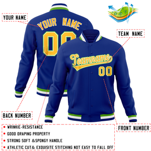 Custom Royal Classic Style Varsity Full-Snap Letterman Baseball Jersey