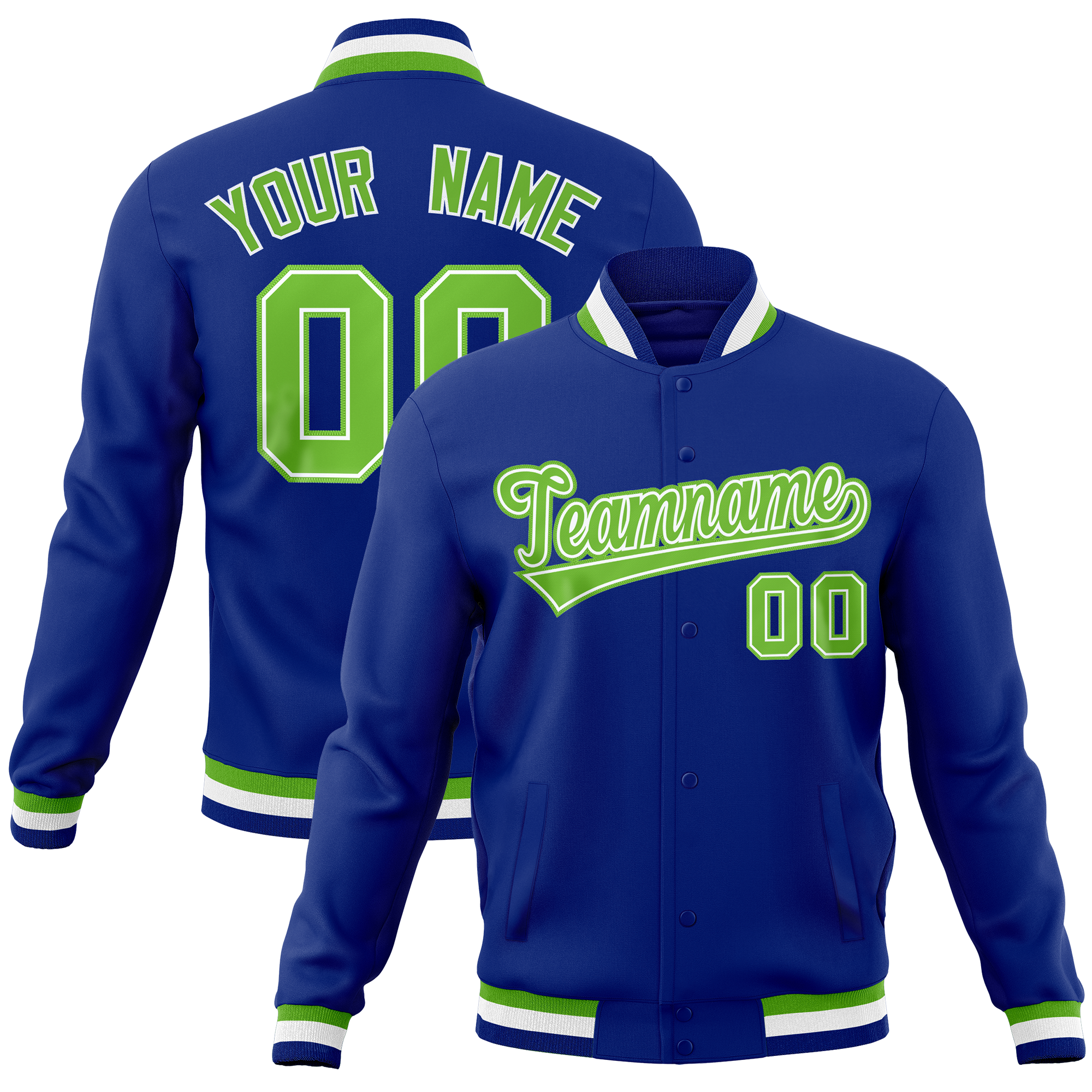 Custom Royal Classic Style Varsity Full-Snap Letterman Baseball Jersey