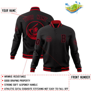 Custom Black Full-Snap Varsity Personalized Letterman Baseball Coats Jacket