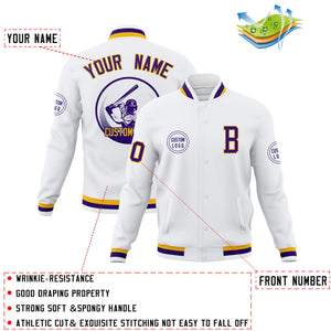 Custom White Full-Snap Varsity Personalized Letterman Baseball Coats Jacket