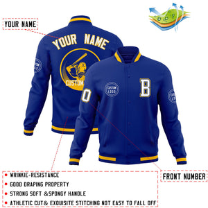 Custom Royal Full-Snap Varsity Personalized Letterman Baseball Coats Jacket