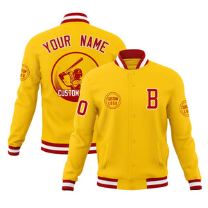 Custom Gold Full-Snap Varsity Personalized Letterman Baseball Coats Jacket