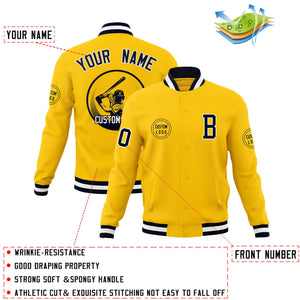 Custom Gold Full-Snap Varsity Personalized Letterman Baseball Coats Jacket