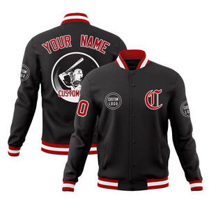 Custom Black Full-Snap Varsity Personalized Letterman Baseball Coats Jacket