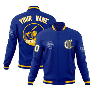 Custom Royal Full-Snap Varsity Personalized Letterman Baseball Coats Jacket