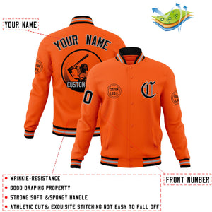 Custom Orange Full-Snap Varsity Personalized Letterman Baseball Coats Jacket