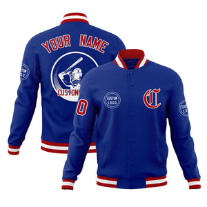 Custom Royal Full-Snap Varsity Personalized Letterman Baseball Coats Jacket