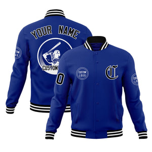 Custom Royal Full-Snap Varsity Personalized Letterman Baseball Coats Jacket