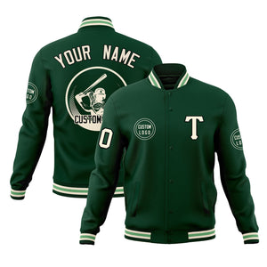 Custom Green Full-Snap Varsity Personalized Letterman Baseball Coats Jacket