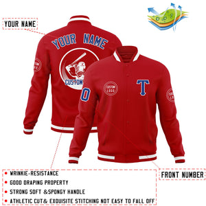 Custom Red Full-Snap Varsity Personalized Letterman Baseball Coats Jacket