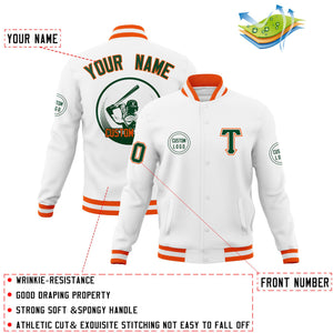 Custom White Full-Snap Varsity Personalized Letterman Baseball Coats Jacket